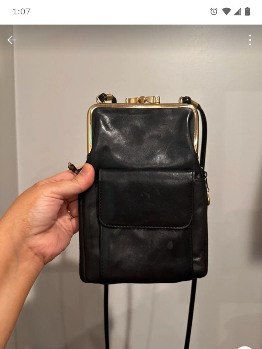 Vintage Rolfs Kisslock Leather Crossbody